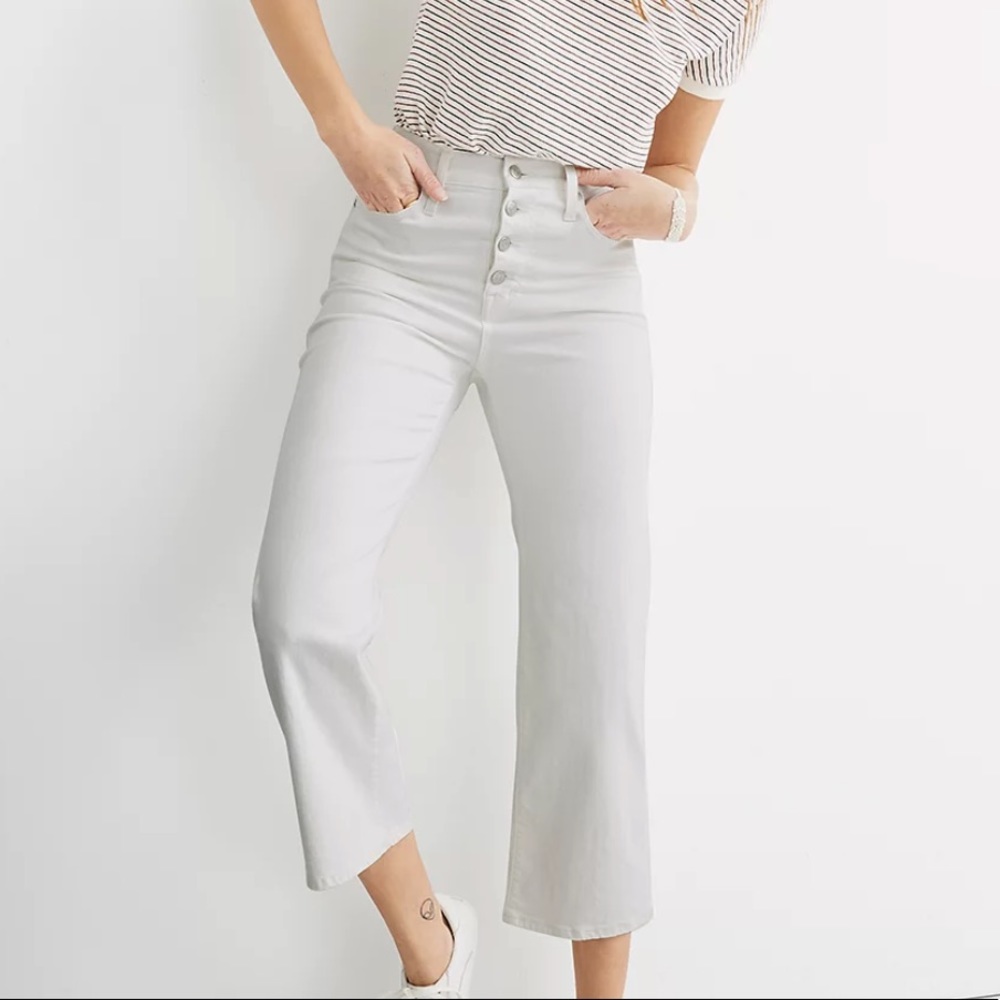 NWT Madewell Slim Wide Leg Crop - Pure White